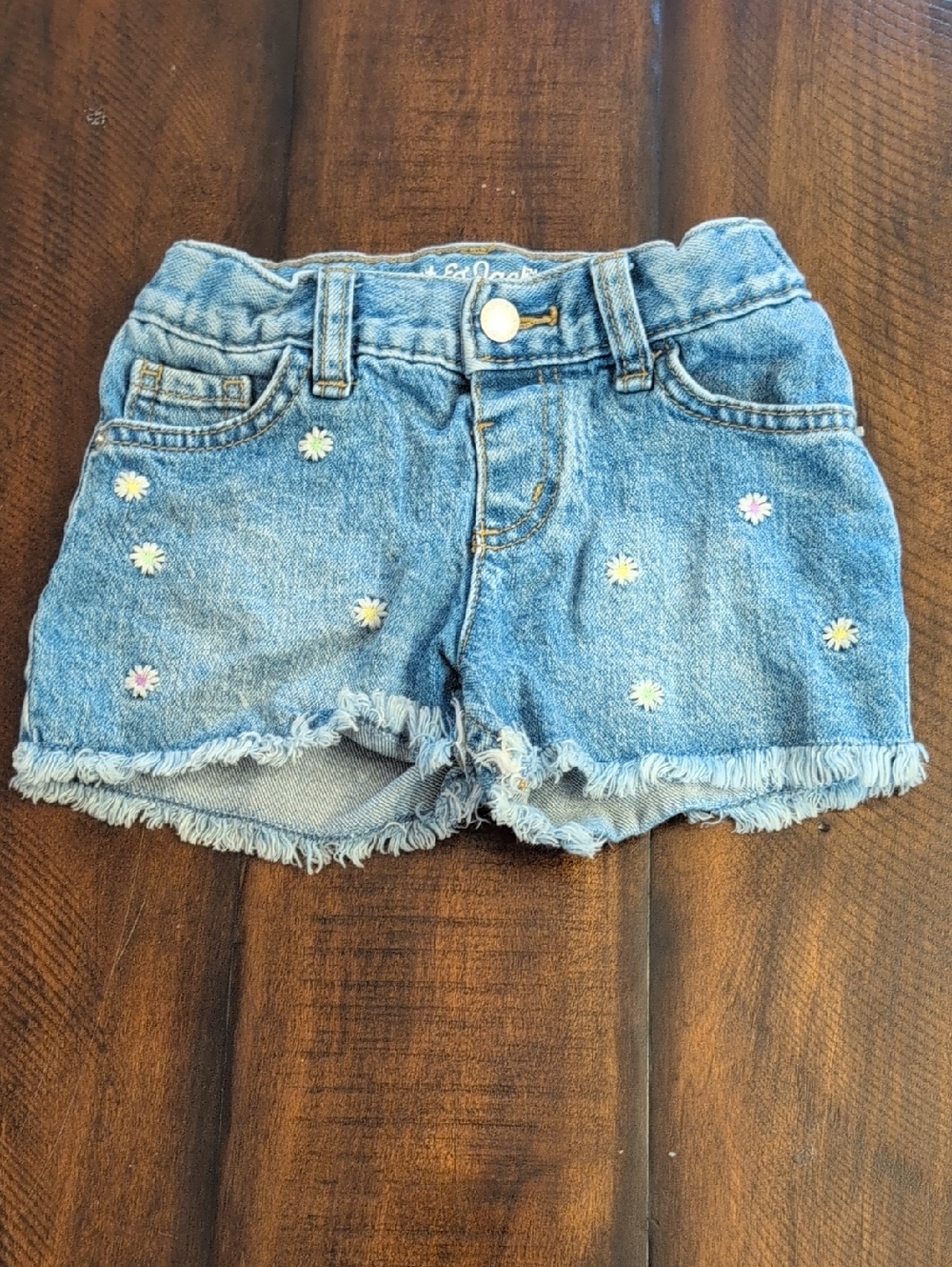 Cat & Jack Toddler 3T Light Blue Denim Shorts with Embroidered Daisies